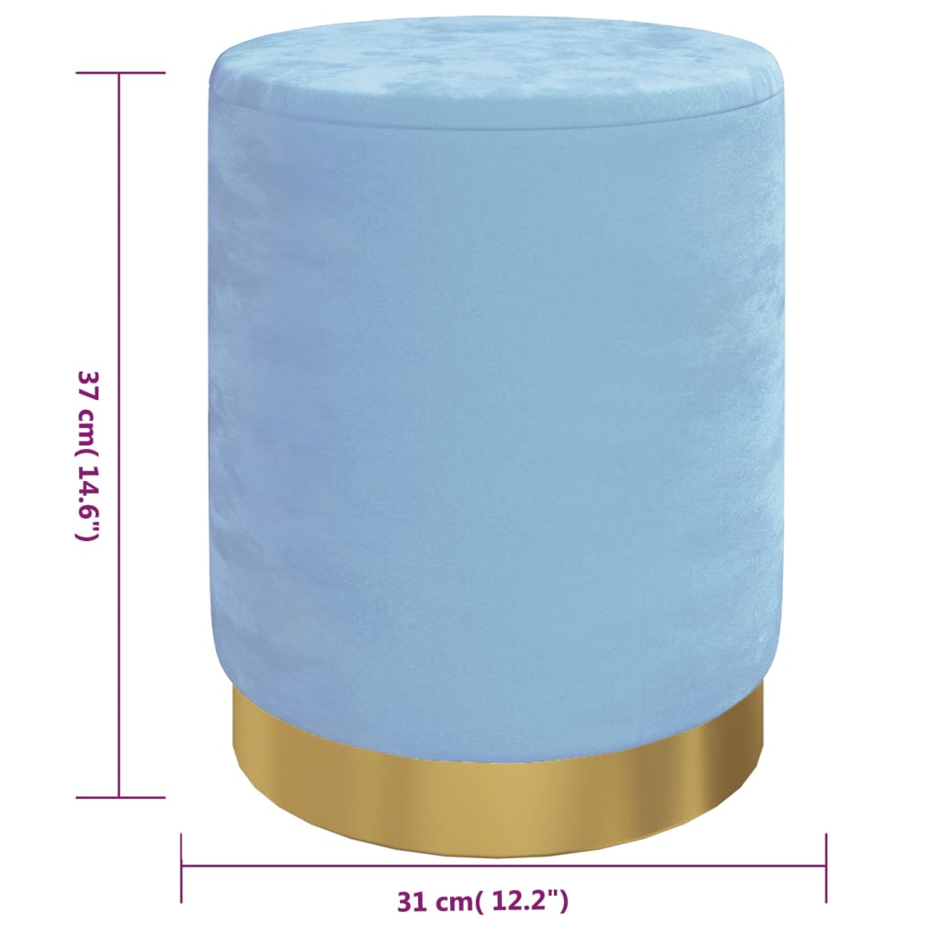 Hocker met opbergruimte rond fluweel 31 x 37 cm lichtblauw is nu te koop bij PeponiXL, paradijselijk wonen!