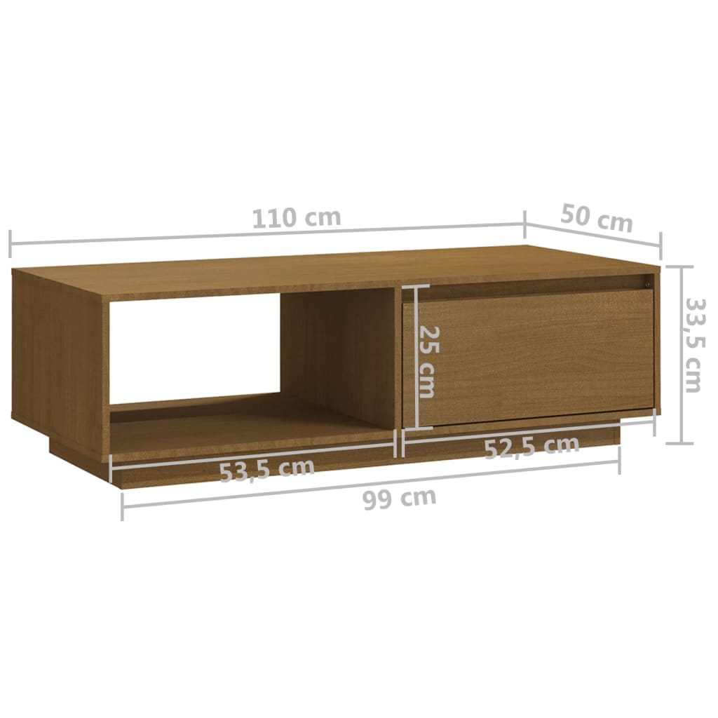 Salontafel 110x50x33,5 cm massief grenenhout honingbruin is nu te koop bij PeponiXL, paradijselijk wonen!