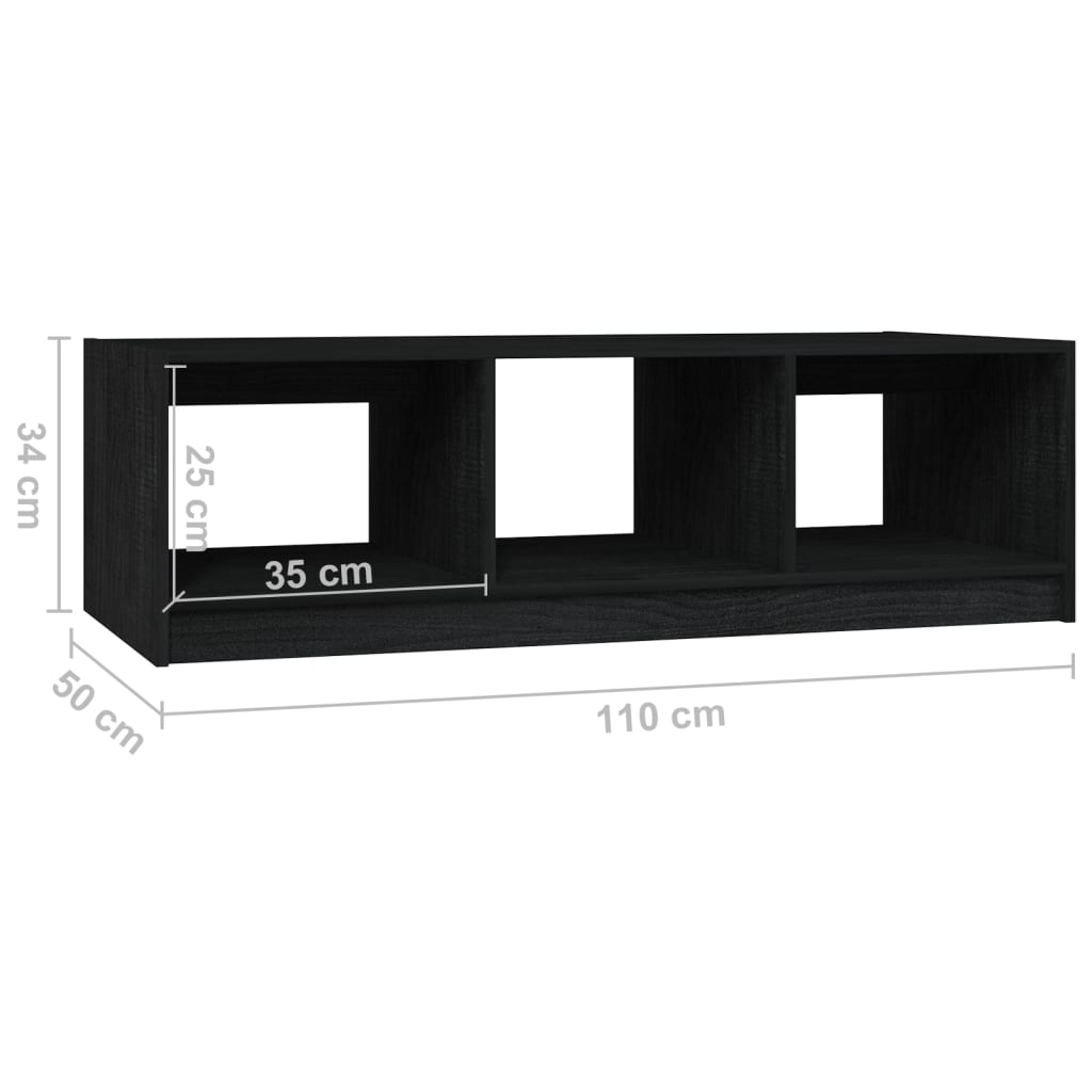 Salontafel 110x50x34 cm massief grenenhout zwart is nu te koop bij PeponiXL, paradijselijk wonen!