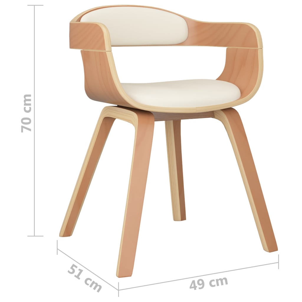 Eetkamerstoelen 2 st gebogen hout en kunstleer crèmekleurig is nu te koop bij PeponiXL, paradijselijk wonen!