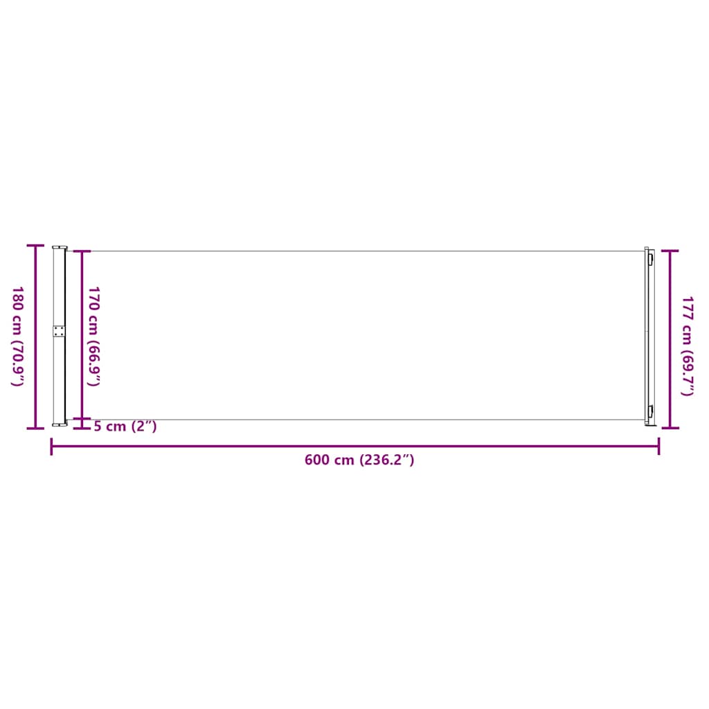 Tuinscherm uittrekbaar 180x600 cm zwart is nu te koop bij PeponiXL, paradijselijk wonen!
