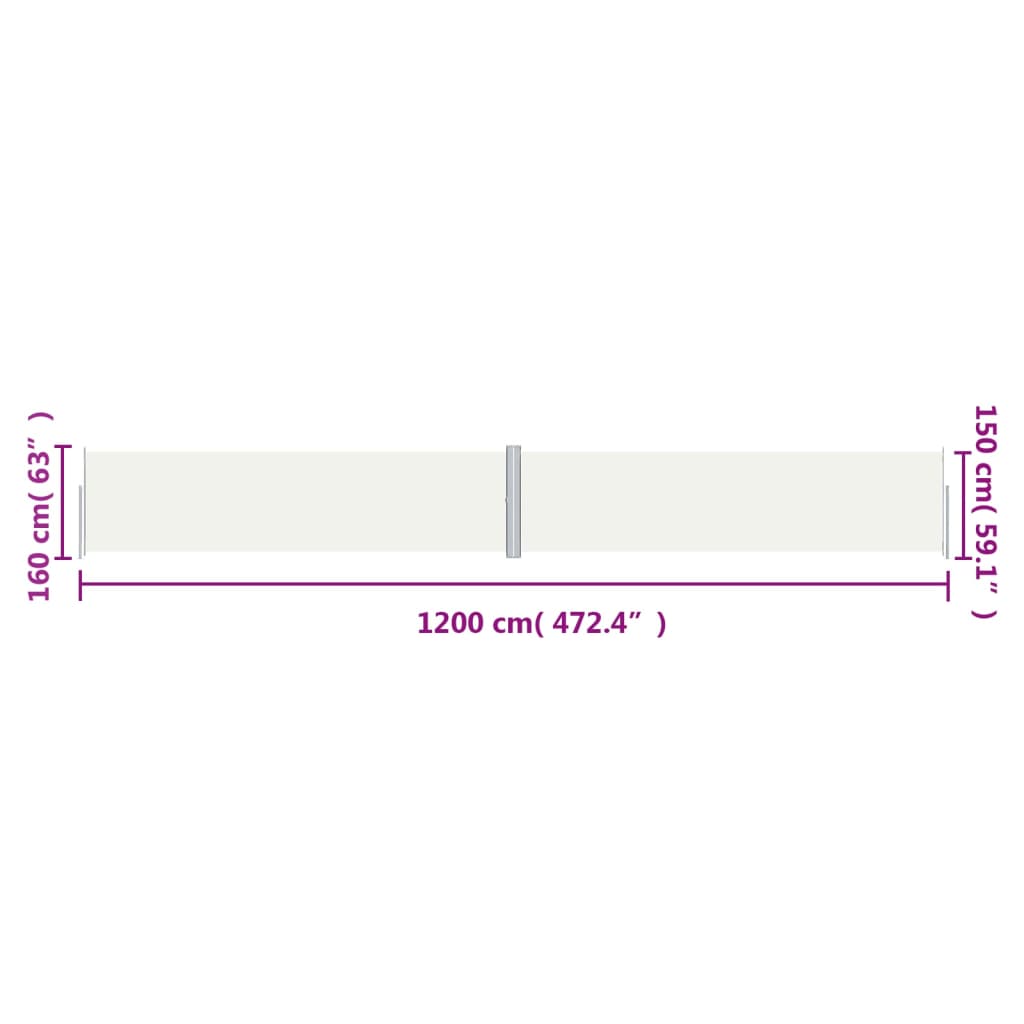 Windscherm uittrekbaar 160x1200 cm crèmekleurig is nu te koop bij PeponiXL, paradijselijk wonen!