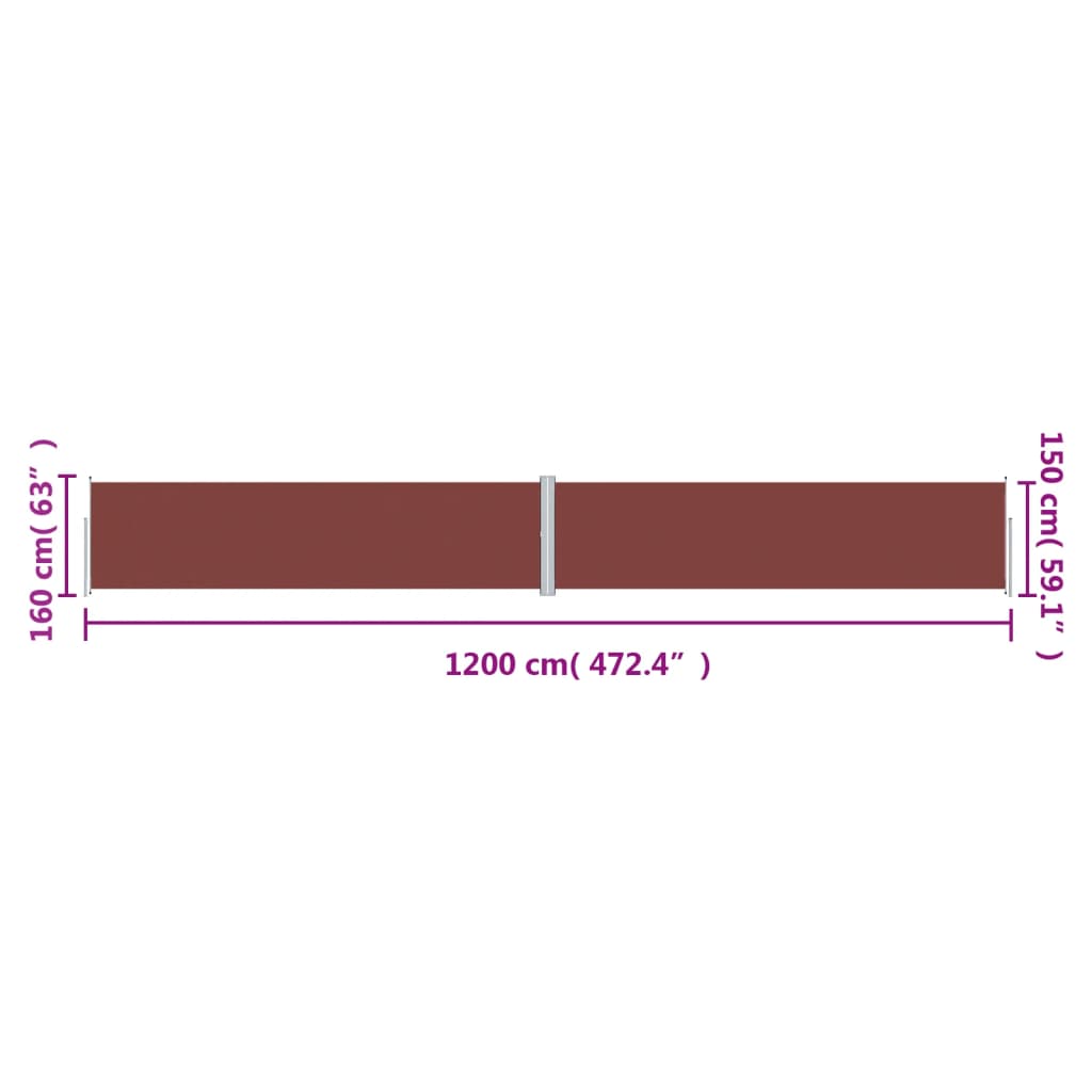 Windscherm uittrekbaar 160x1200 cm bruin is nu te koop bij PeponiXL, paradijselijk wonen!