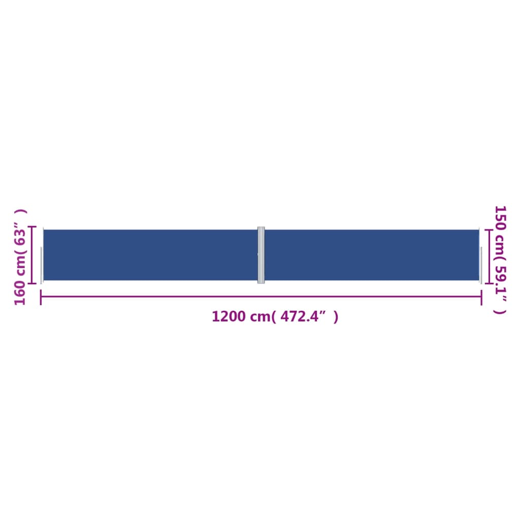 Windscherm uittrekbaar 160x1200 cm blauw is nu te koop bij PeponiXL, paradijselijk wonen!
