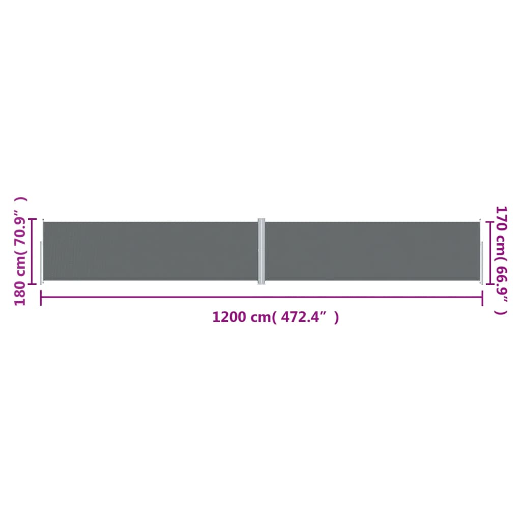 Windscherm uittrekbaar 180x1200 cm antracietkleurig is nu te koop bij PeponiXL, paradijselijk wonen!