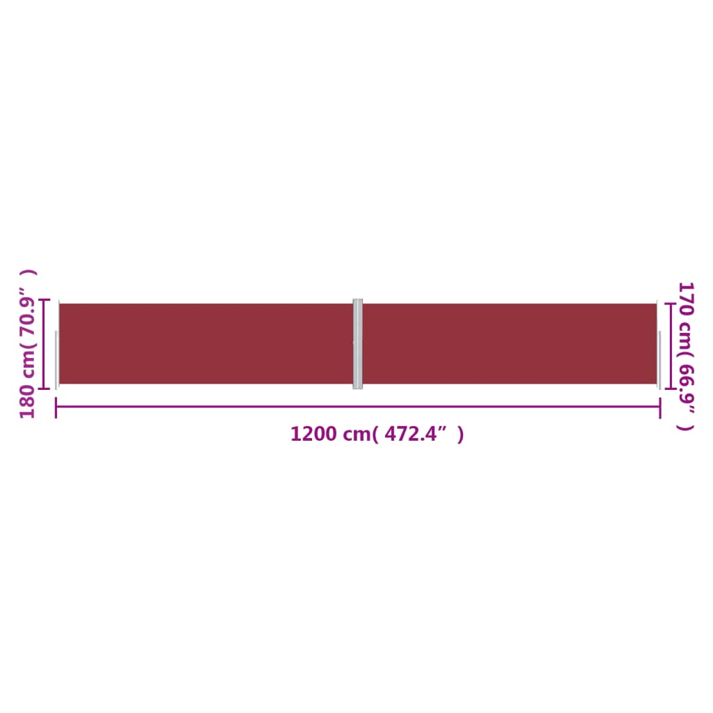 Windscherm uittrekbaar 180x1200 cm rood is nu te koop bij PeponiXL, paradijselijk wonen!