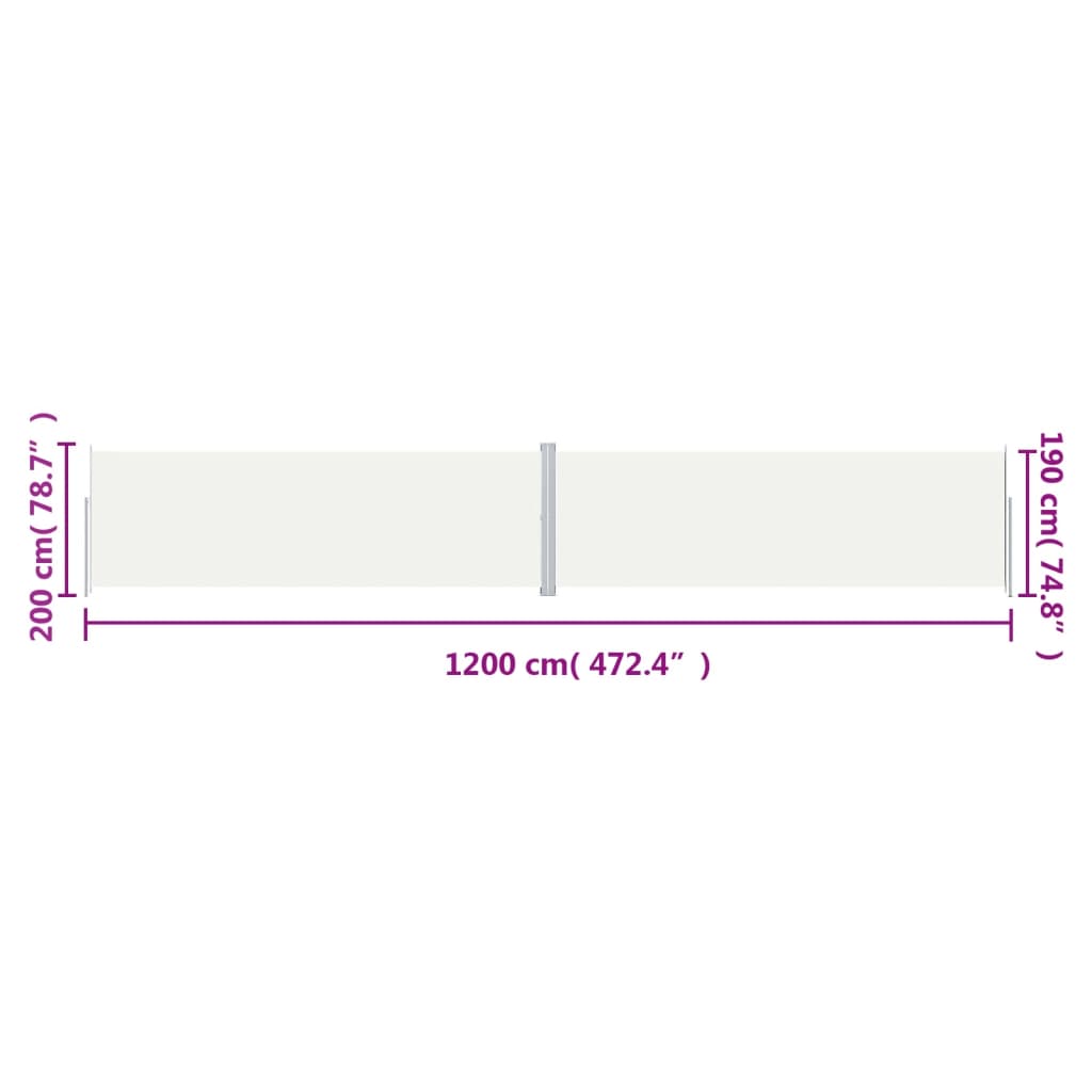 Windscherm uittrekbaar 200x1200 cm crèmekleurig is nu te koop bij PeponiXL, paradijselijk wonen!