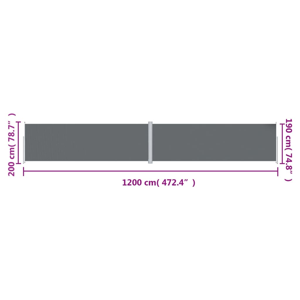 Windscherm uittrekbaar 200x1200 cm antracietkleurig is nu te koop bij PeponiXL, paradijselijk wonen!
