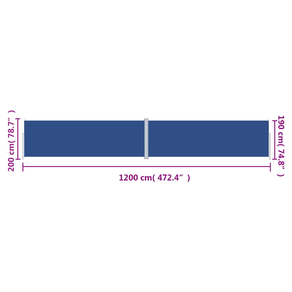 Windscherm uittrekbaar 200x1200 cm blauw is nu te koop bij PeponiXL, paradijselijk wonen!