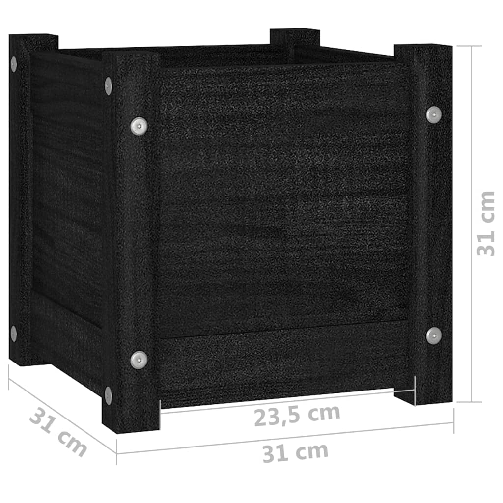 Plantenbakken 2 st 31x31x31 cm massief grenenhout zwart is nu te koop bij PeponiXL, paradijselijk wonen!