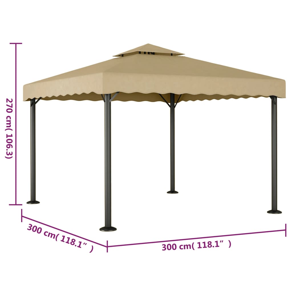 Prieel 3x3 m aluminium en staal taupe is nu te koop bij PeponiXL, paradijselijk wonen!