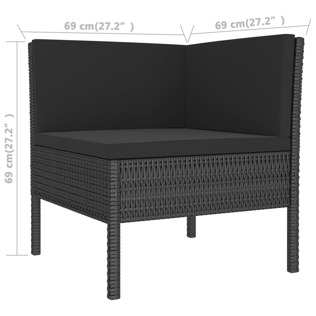 9-delige Loungeset met kussens poly rattan zwart is nu te koop bij PeponiXL, paradijselijk wonen!