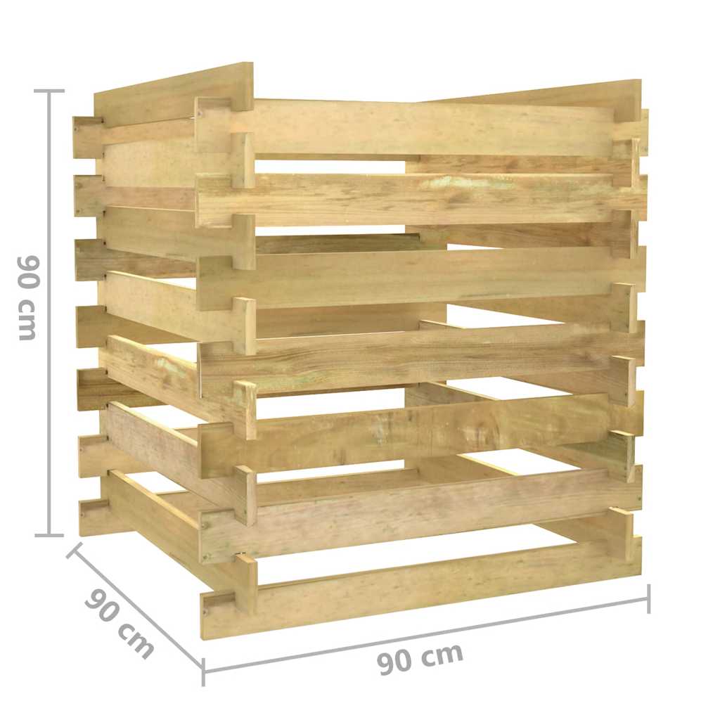 Tuincompostbak gelat 90x90x90 cm geïmpregneerd grenenhout is nu te koop bij PeponiXL, paradijselijk wonen!