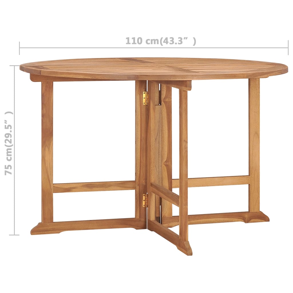 Tuintafel inklapbaar Ø110x75 cm massief teakhout is nu te koop bij PeponiXL, paradijselijk wonen!