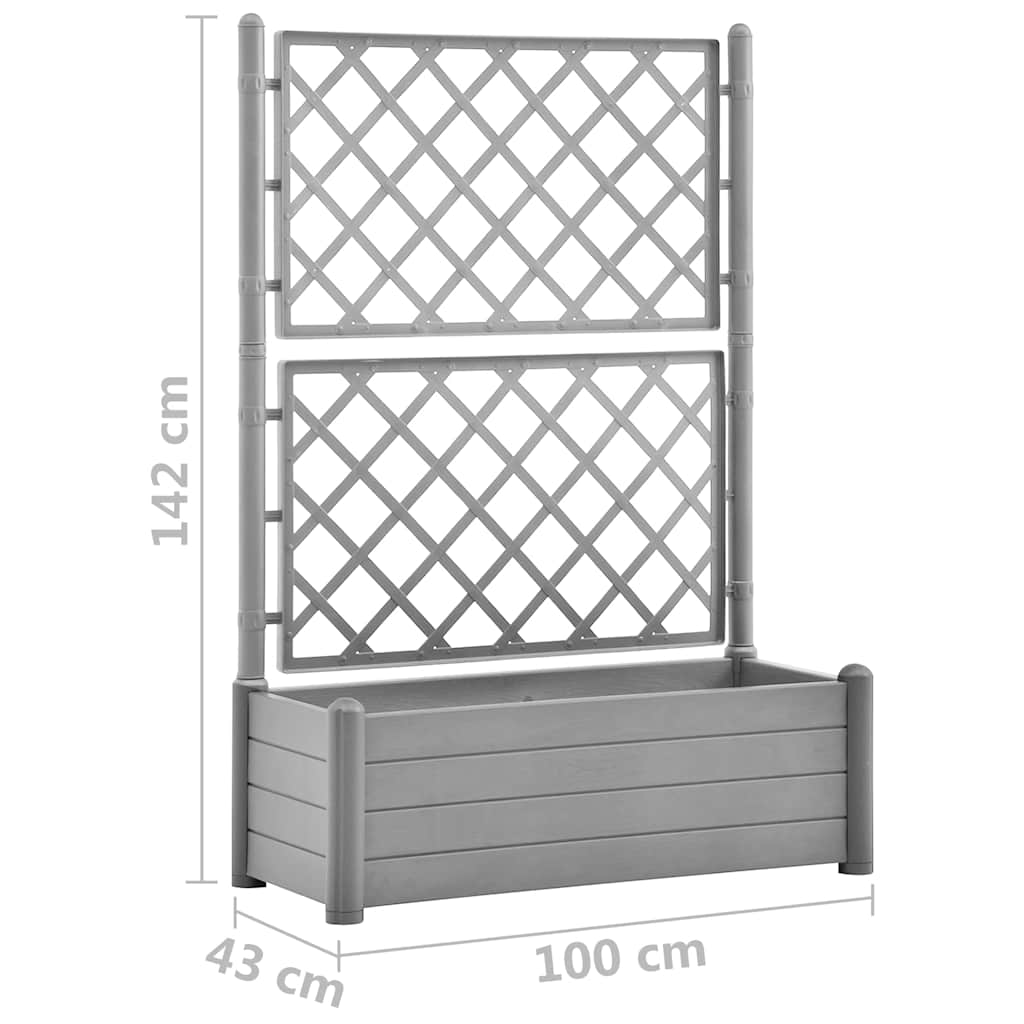 Plantenbak met latwerk 100x43x142 cm PP-steen grijs is nu te koop bij PeponiXL, paradijselijk wonen!