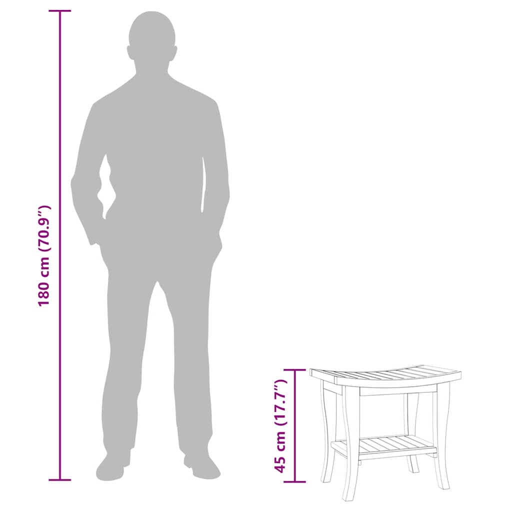 Badkamertafel 50x35x45 cm massief teakhout is nu te koop bij PeponiXL, paradijselijk wonen!