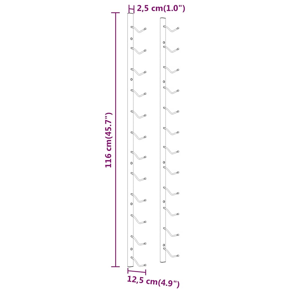 Wijnrek voor 12 flessen wandmontage ijzer wit is nu te koop bij PeponiXL, paradijselijk wonen!