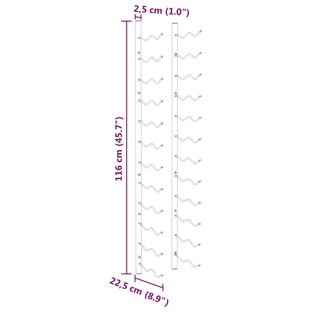 Wijnrek voor 24 flessen wandmontage ijzer wit is nu te koop bij PeponiXL, paradijselijk wonen!