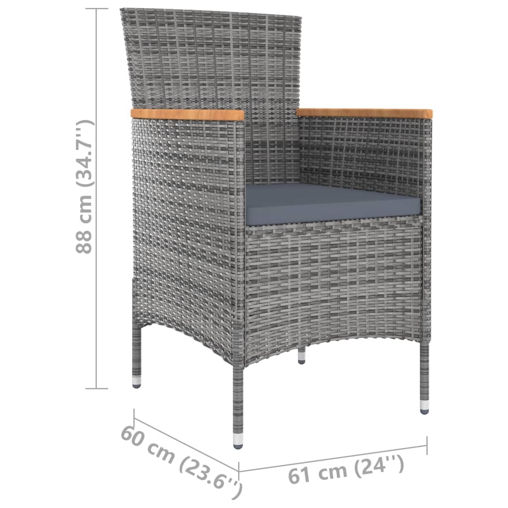 9-delige Tuinset met kussens poly rattan grijs is nu te koop bij PeponiXL, paradijselijk wonen!