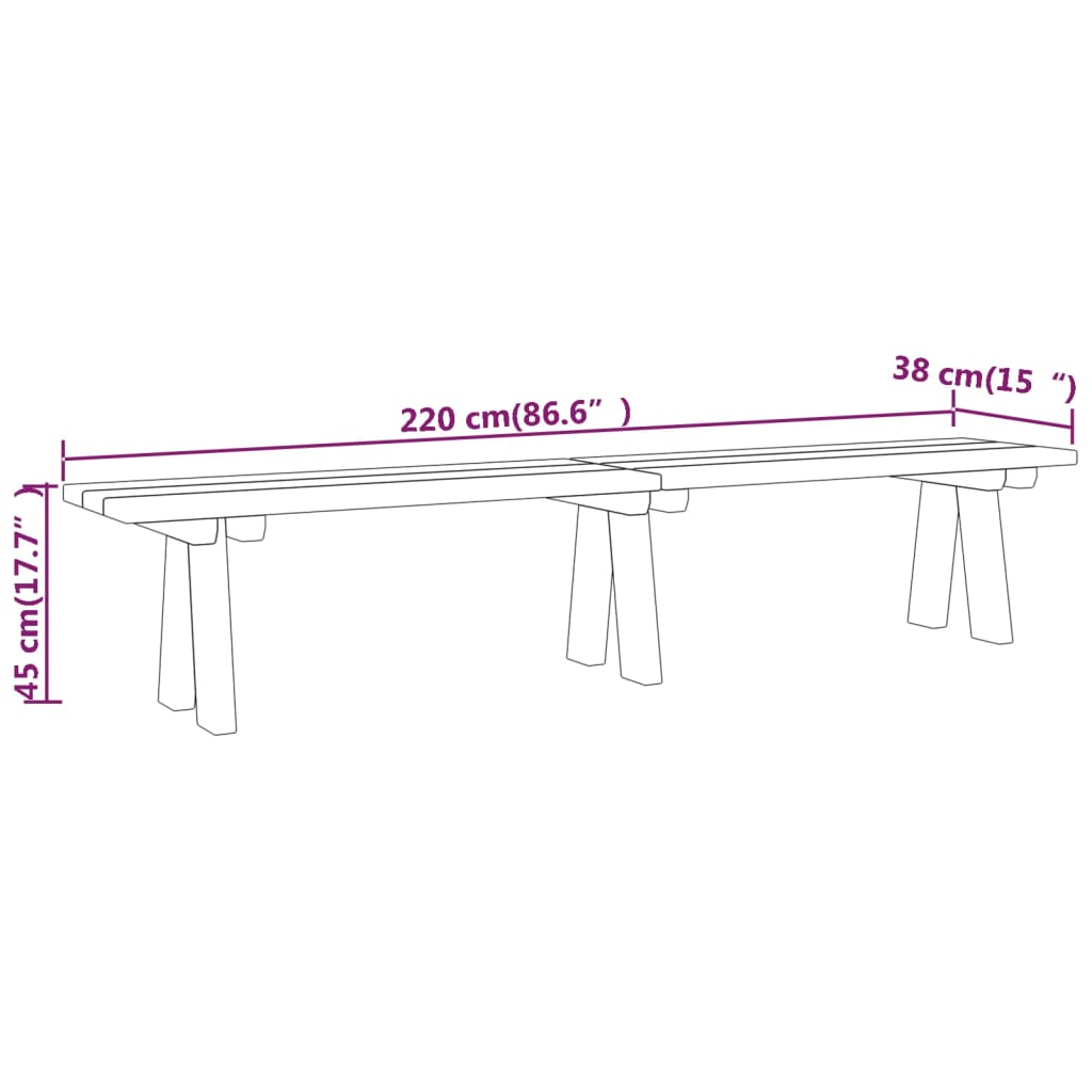 Tuinbank 220 cm geïmpregneerd massief grenenhout is nu te koop bij PeponiXL, paradijselijk wonen!