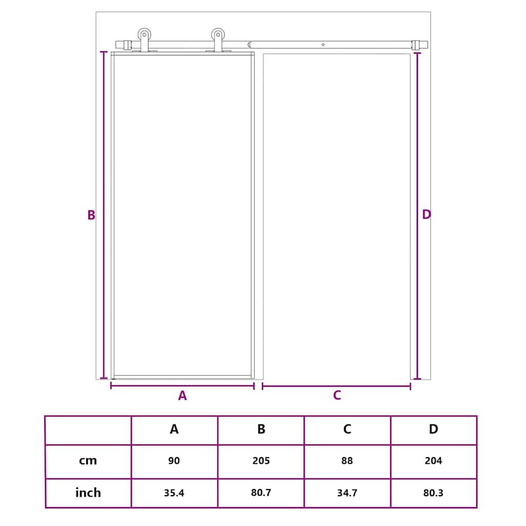 Schuifdeur 90x205 cm ESG-glas en aluminium zwart is nu te koop bij PeponiXL, paradijselijk wonen!