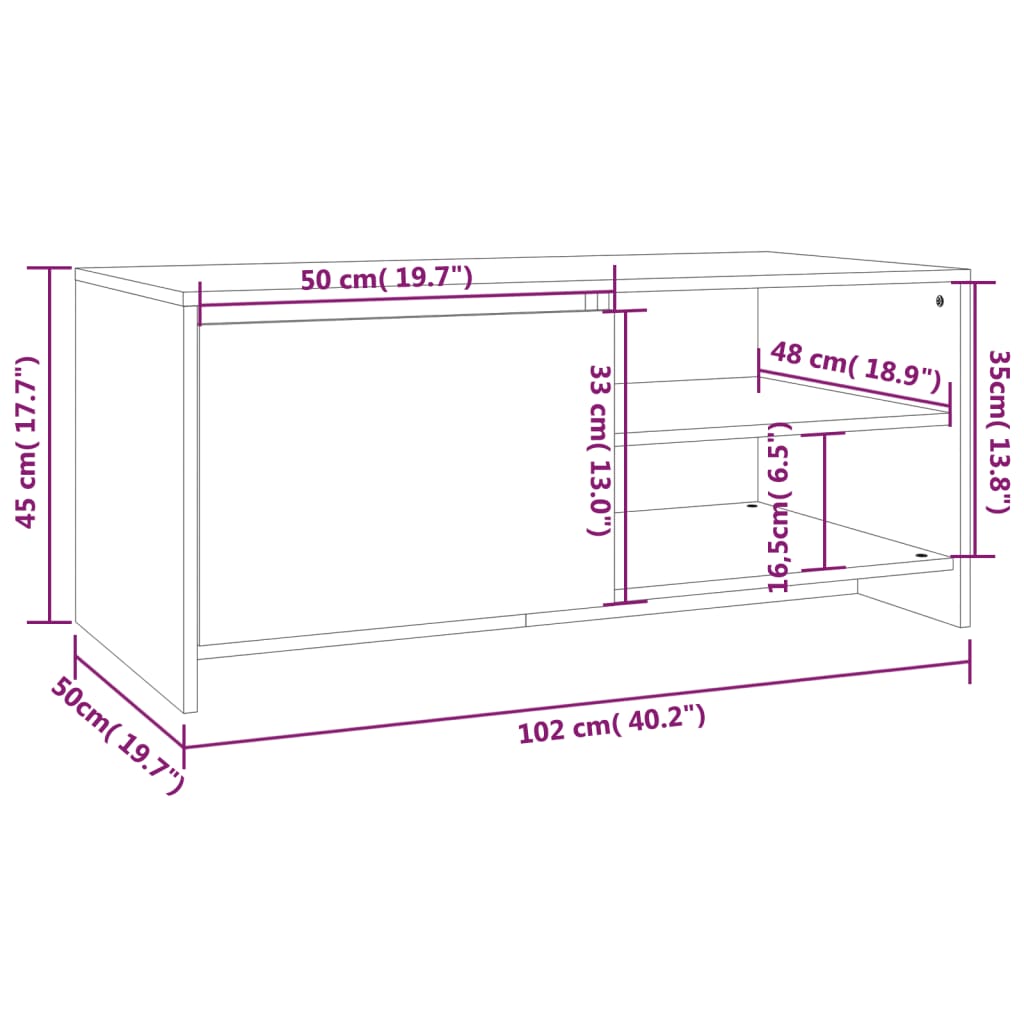 Salontafel 102x50x45 cm bewerkt hout betongrijs