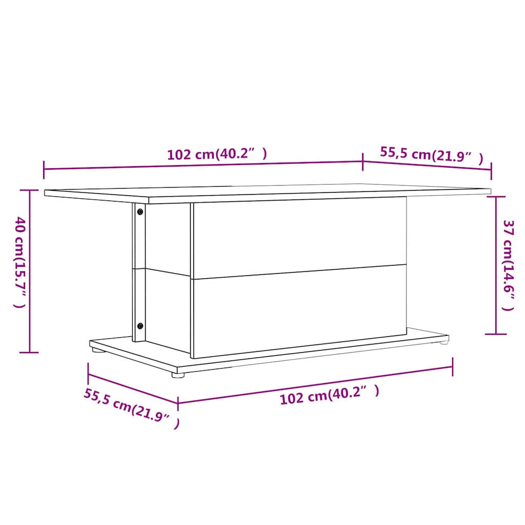 Salontafel 102x55,5x40 cm bewerkt hout zwart is nu te koop bij PeponiXL, paradijselijk wonen!
