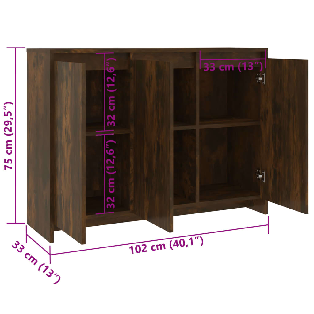 Dressoir 102x33x75 cm bewerkt hout gerookt eikenkleurig is nu te koop bij PeponiXL, paradijselijk wonen!