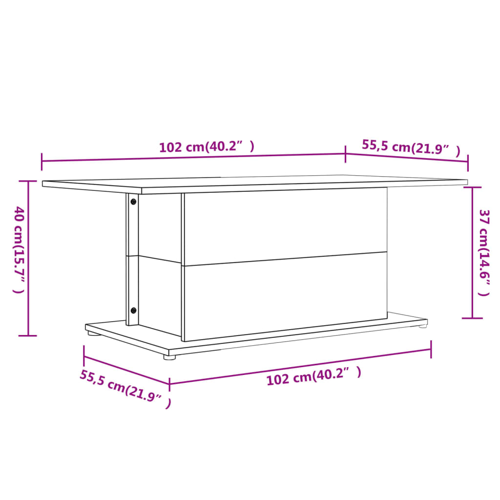Salontafel 102x55,5x40 cm bewerkt hout gerookt eikenkleurig is nu te koop bij PeponiXL, paradijselijk wonen!