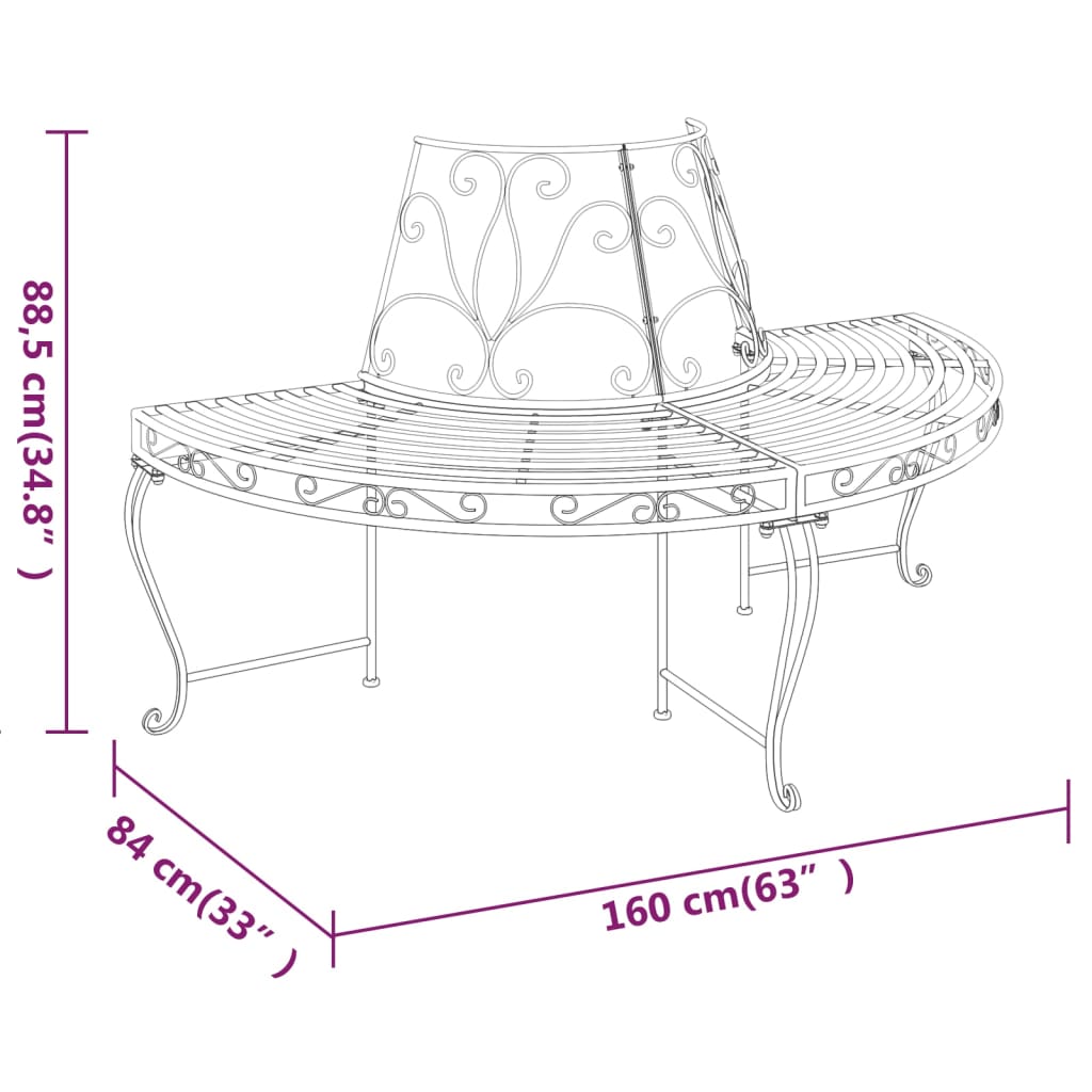 Boombank halfrond Ø160 cm staal zwart is nu te koop bij PeponiXL, paradijselijk wonen!
