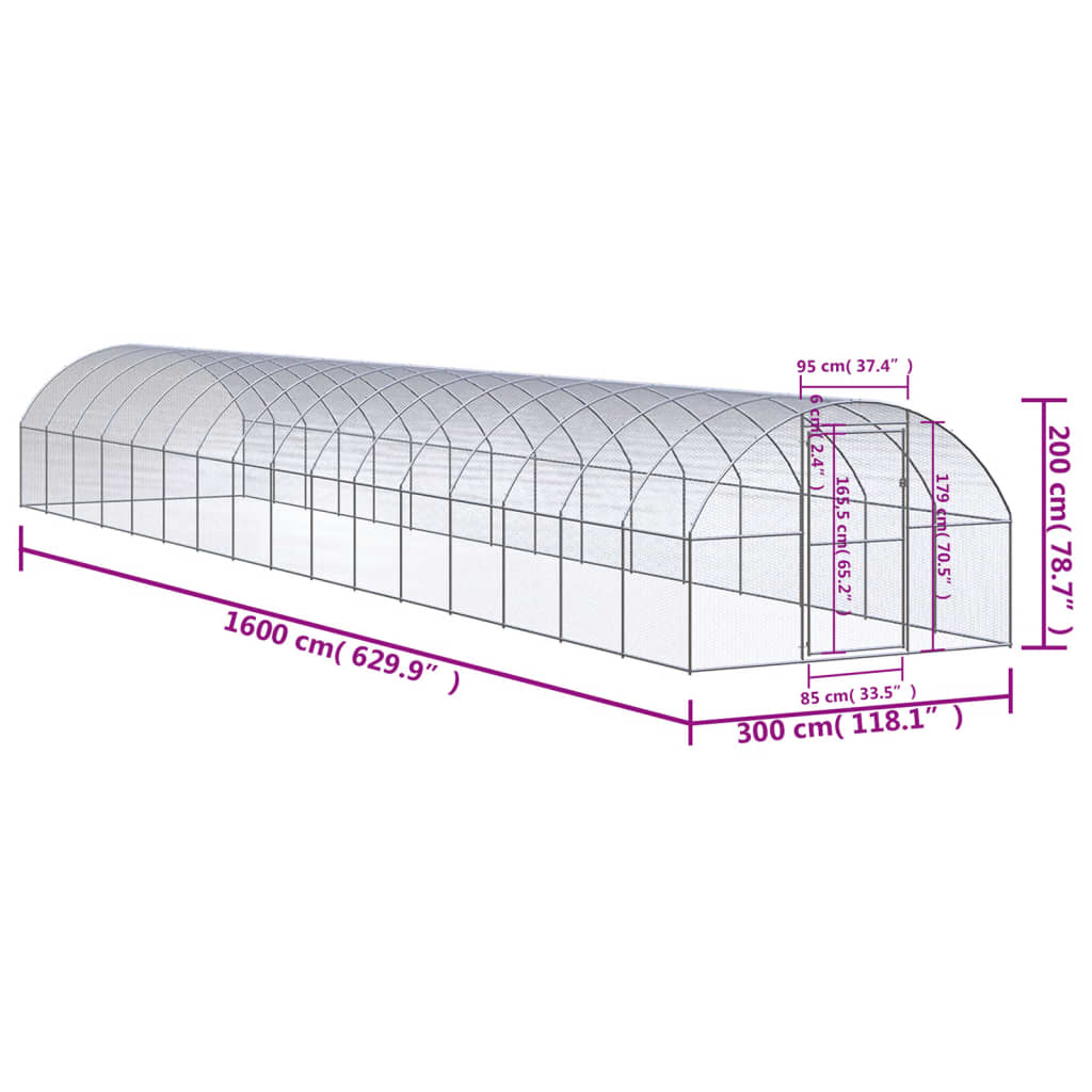 Kippenren 3x16x2 m gegalvaniseerd staal is nu te koop bij PeponiXL, paradijselijk wonen!