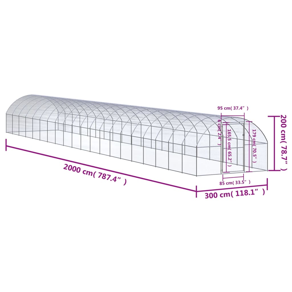 Kippenren 3x20x2 m gegalvaniseerd staal is nu te koop bij PeponiXL, paradijselijk wonen!