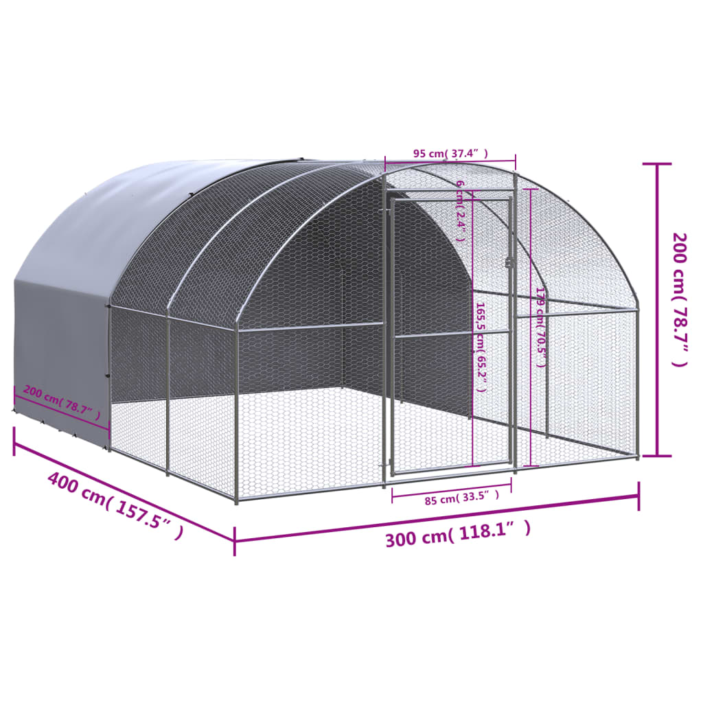 Kippenren 3x4x2 m gegalvaniseerd staal is nu te koop bij PeponiXL, paradijselijk wonen!