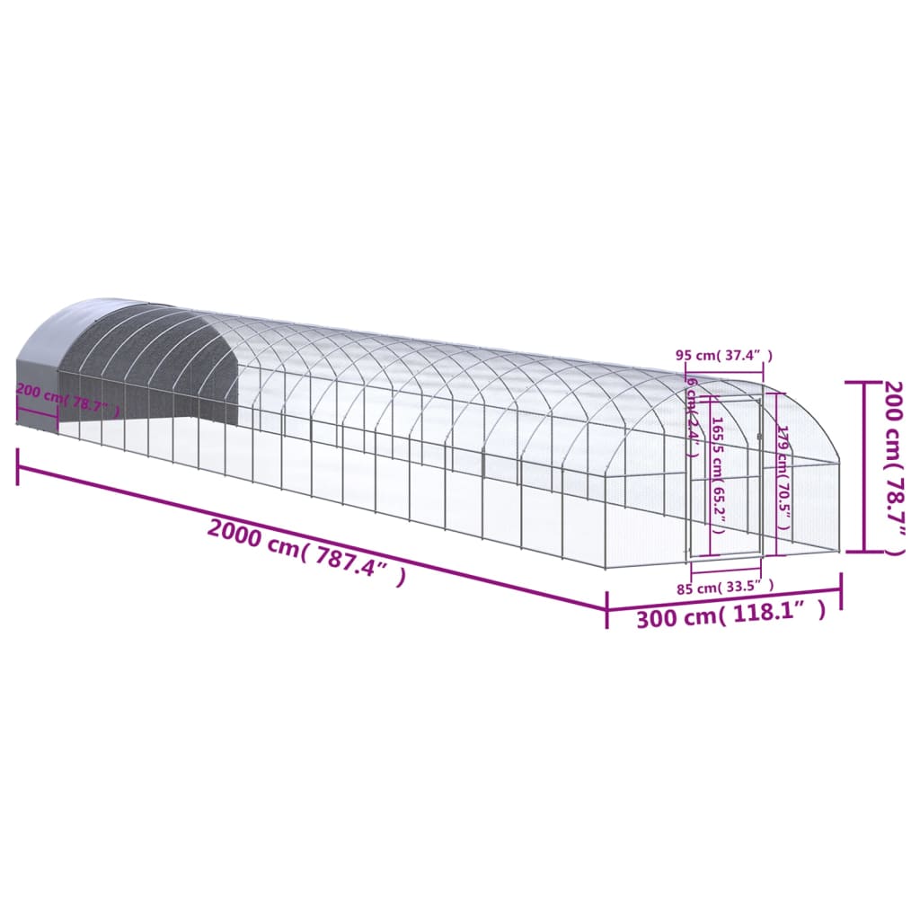 Kippenren 3x20x2 m gegalvaniseerd staal is nu te koop bij PeponiXL, paradijselijk wonen!