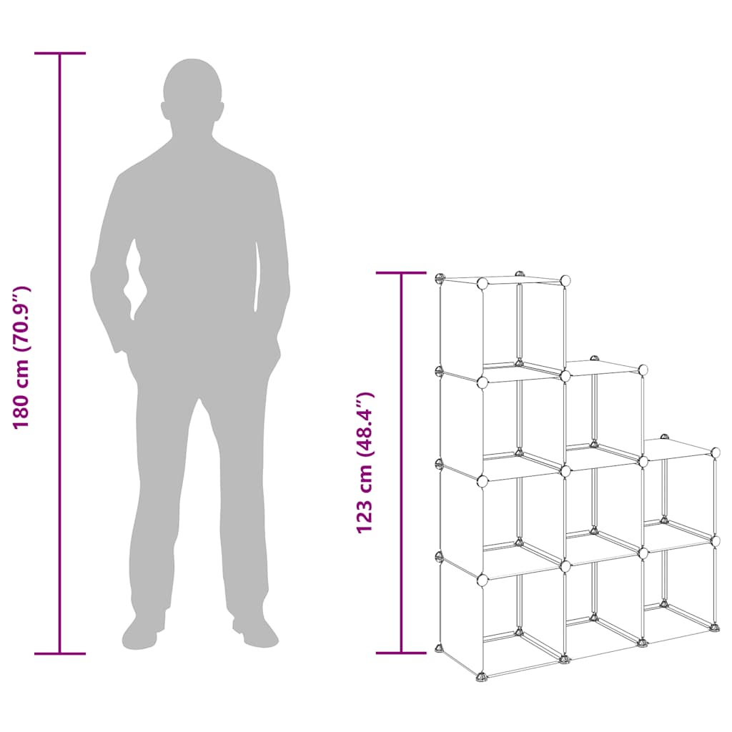 Opbergmeubel met 9 vakken polypropeen transparant is nu te koop bij PeponiXL, paradijselijk wonen!