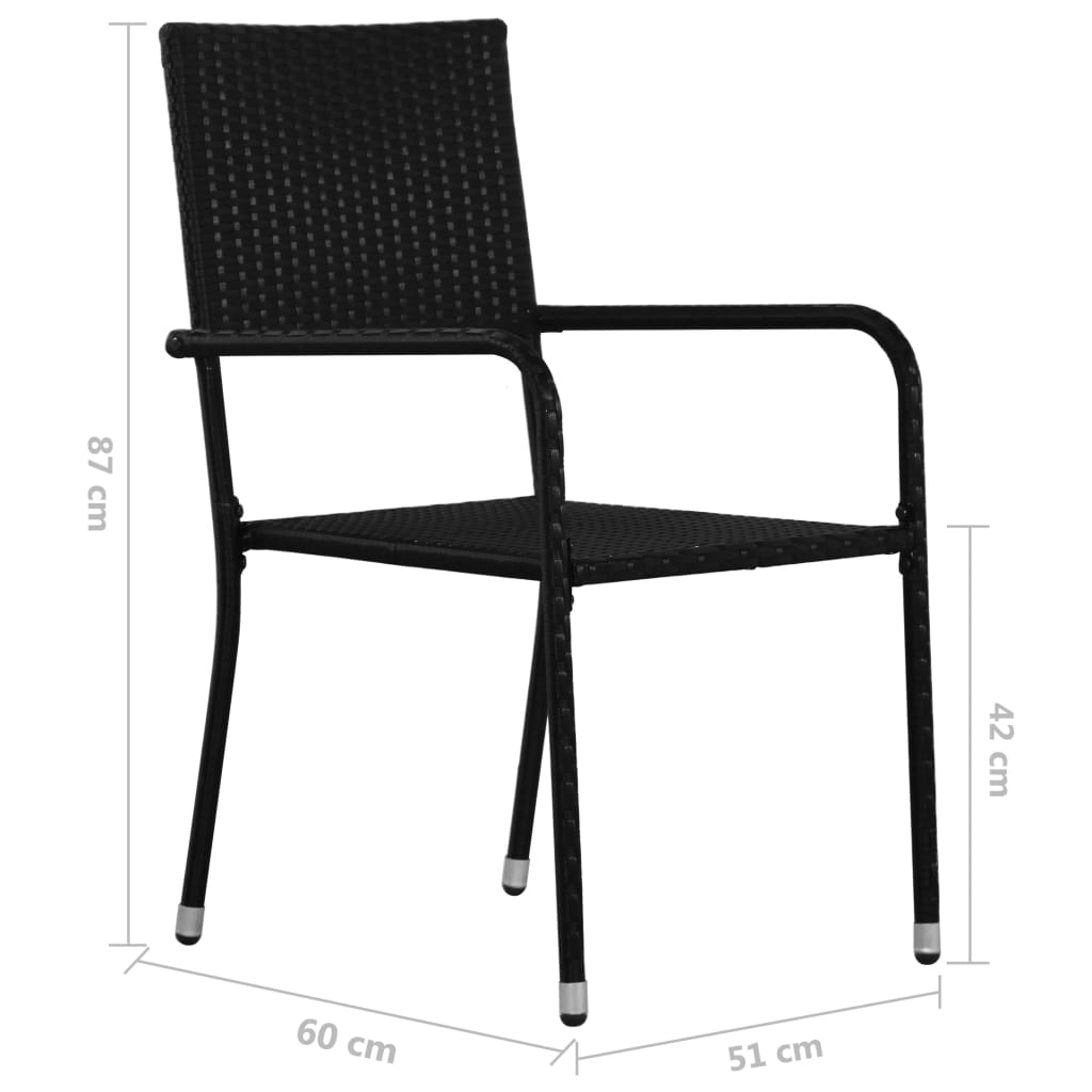 Tuinstoelen 2 st stapelbaar poly rattan zwart is nu te koop bij PeponiXL, paradijselijk wonen!