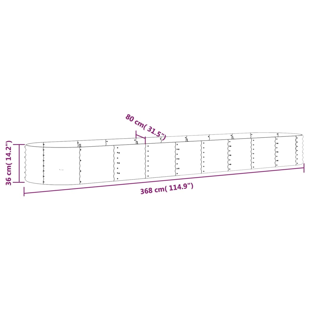 Plantenbak 368x80x36 cm gegalvaniseerd staal antracietkleurig is nu te koop bij PeponiXL, paradijselijk wonen!