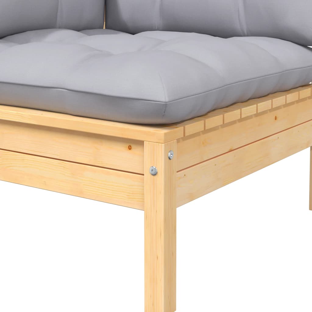8-delige Loungeset met grijze kussens massief grenenhout is nu te koop bij PeponiXL, paradijselijk wonen!