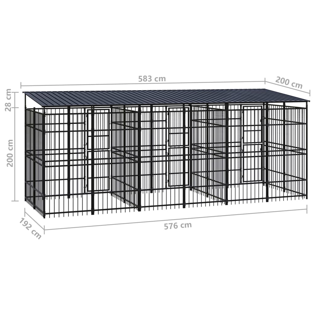 Hondenkennel met dak 11,06 m² staal is nu te koop bij PeponiXL, paradijselijk wonen!