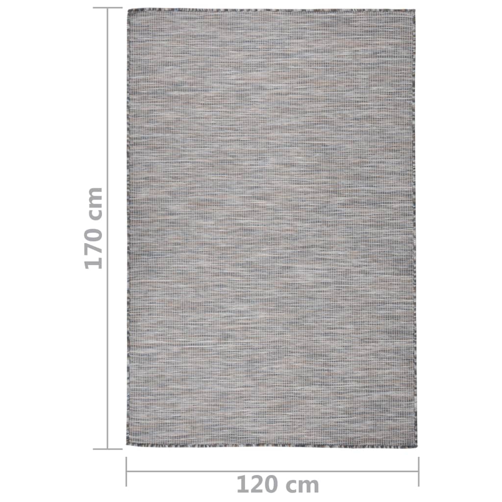 Buitenkleed platgeweven 120x170 cm bruin en blauw is nu te koop bij PeponiXL, paradijselijk wonen!