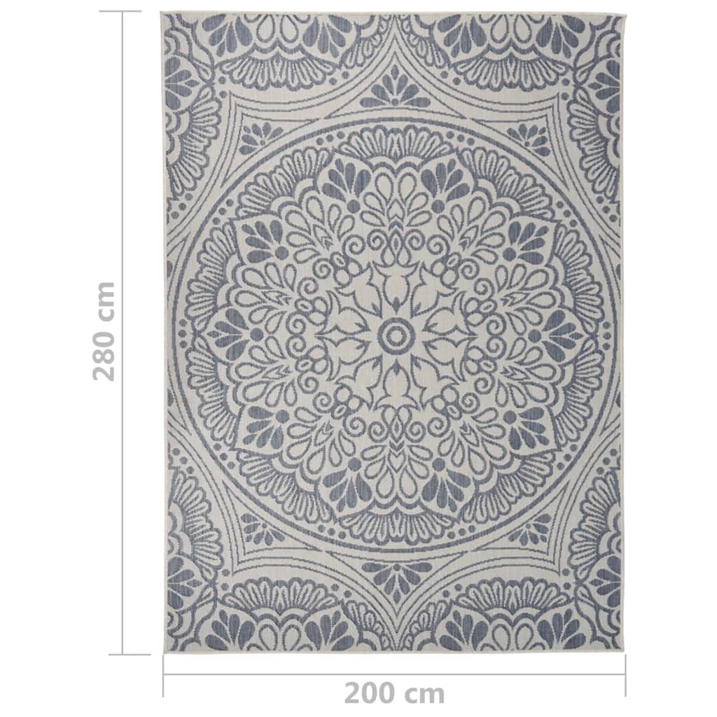 Buitenkleed met patroon platgeweven 200x280 cm blauw is nu te koop bij PeponiXL, paradijselijk wonen!