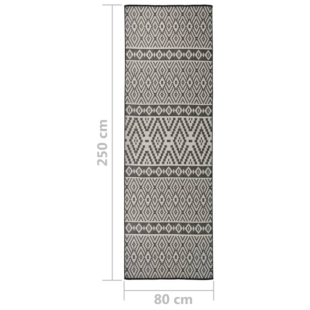 Buitenkleed met patroon platgeweven 80x250 cm zwart is nu te koop bij PeponiXL, paradijselijk wonen!