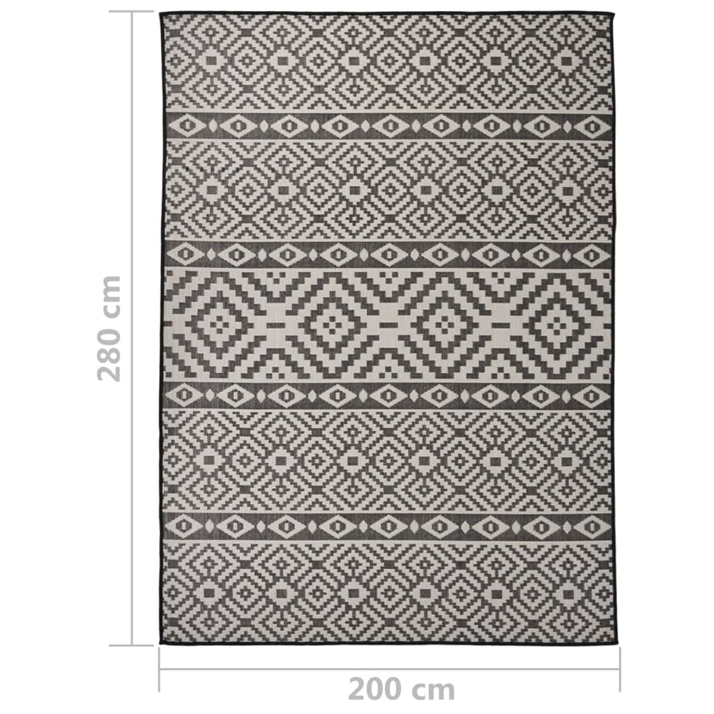 Buitenkleed met patroon platgeweven 200x280 cm zwart is nu te koop bij PeponiXL, paradijselijk wonen!