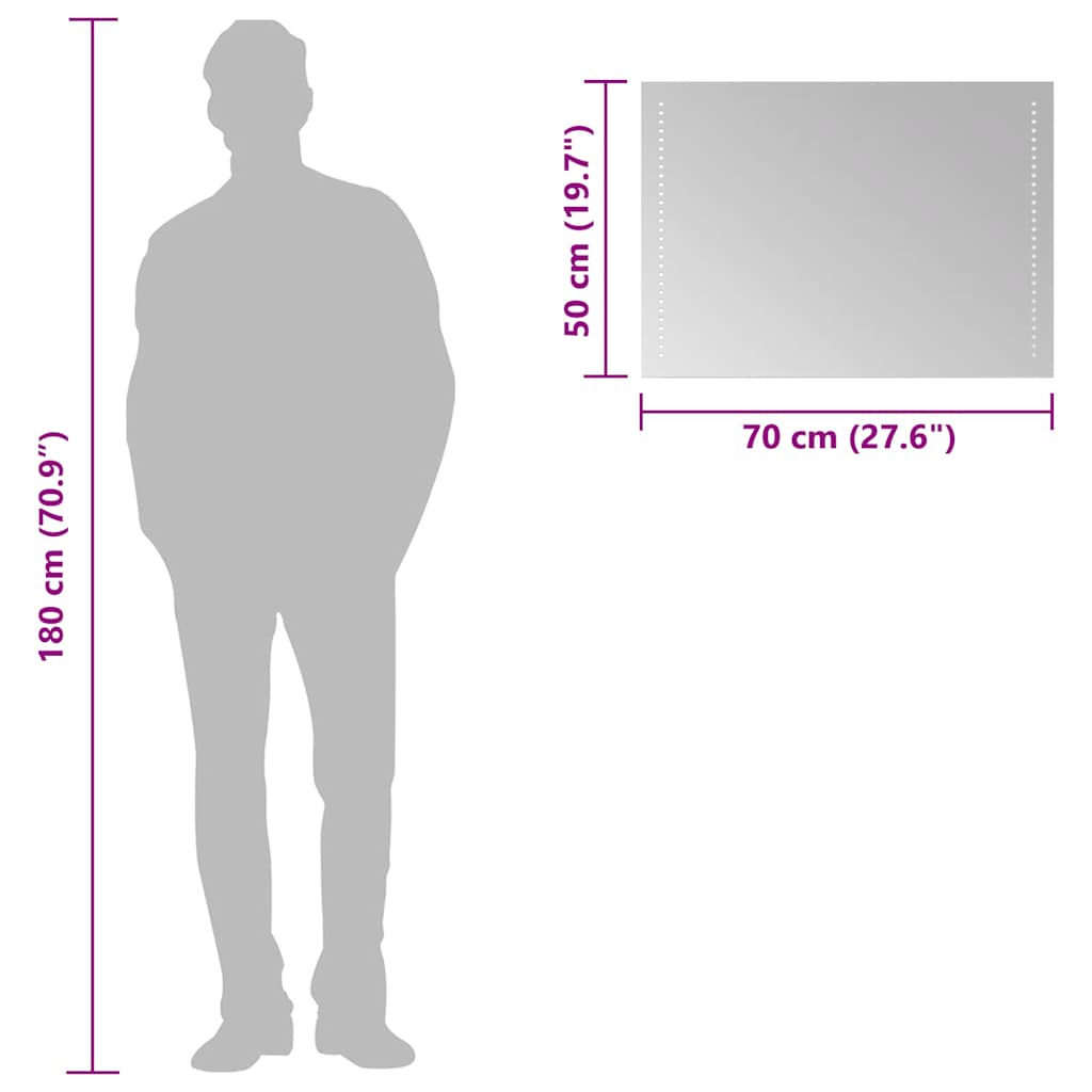 Badkamerspiegel LED 70x50 cm is nu te koop bij PeponiXL, paradijselijk wonen!