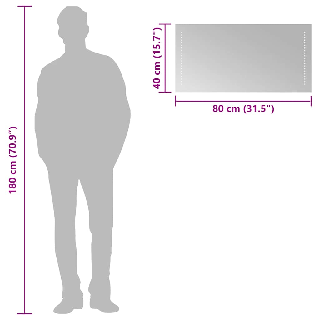 Badkamerspiegel LED 80x40 cm is nu te koop bij PeponiXL, paradijselijk wonen!