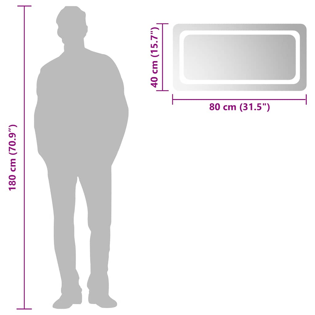 Badkamerspiegel LED 80x40 cm is nu te koop bij PeponiXL, paradijselijk wonen!