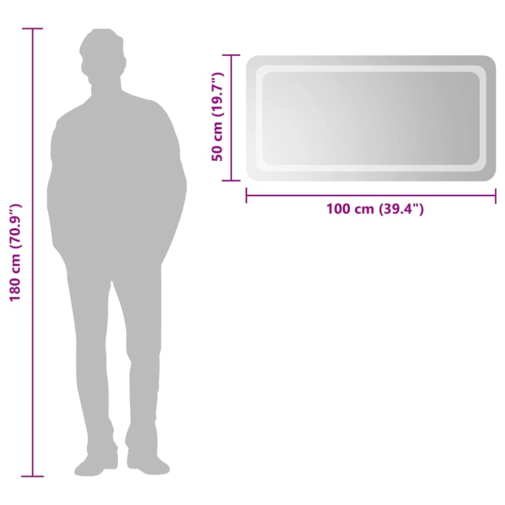Badkamerspiegel LED 100x50 cm is nu te koop bij PeponiXL, paradijselijk wonen!
