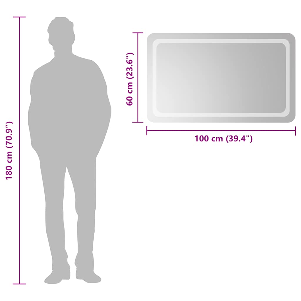 Badkamerspiegel LED 100x60 cm is nu te koop bij PeponiXL, paradijselijk wonen!