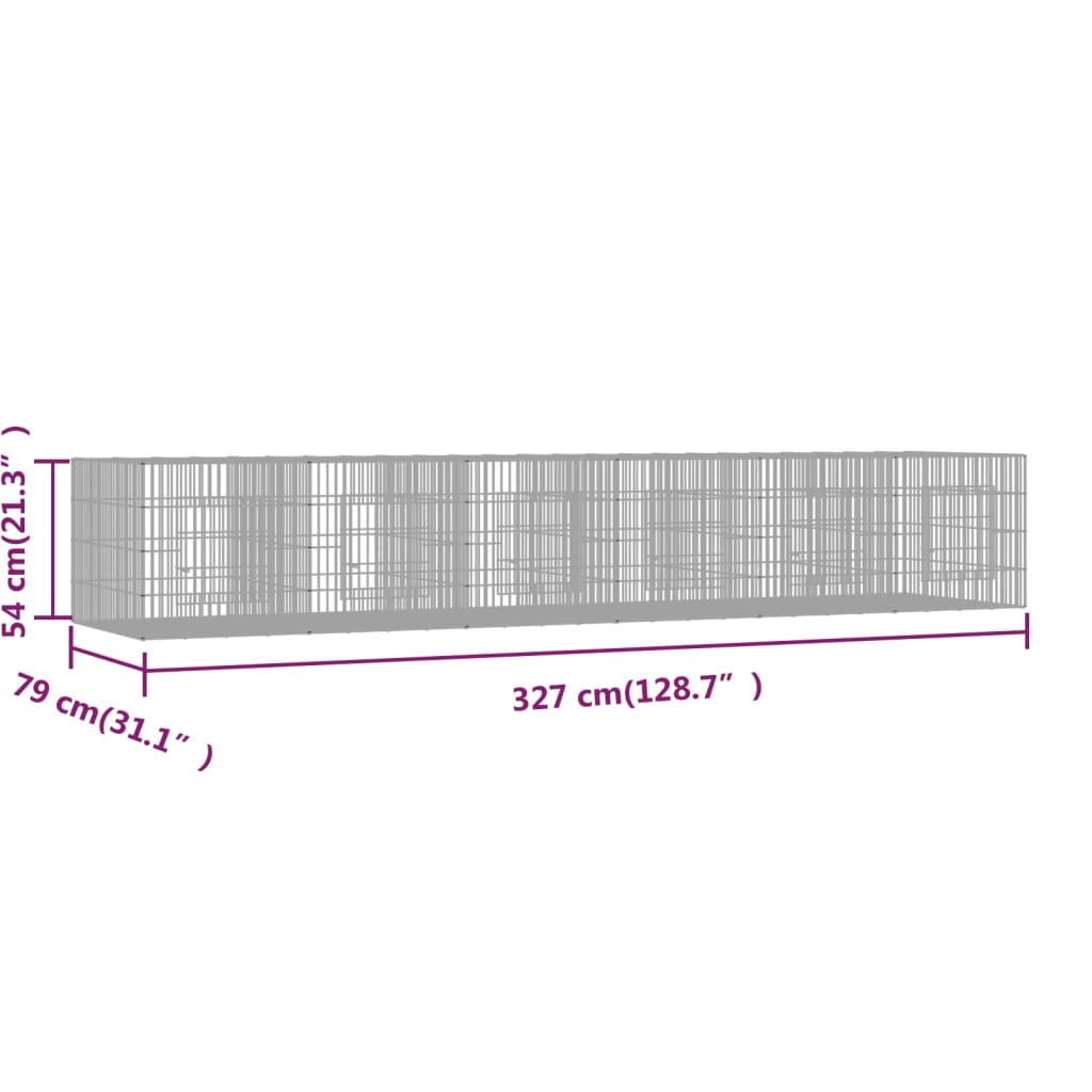 Konijnenkooi met 6 panelen 327x79x54 cm gegalvaniseerd ijzer is nu te koop bij PeponiXL, paradijselijk wonen!