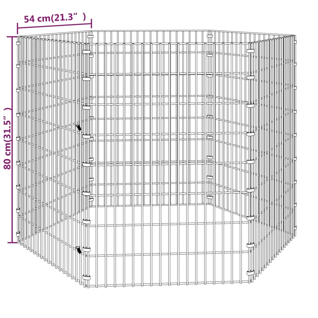 Dierenverblijf 6 panelen 54x80 cm gegalvaniseerd ijzer is nu te koop bij PeponiXL, paradijselijk wonen!